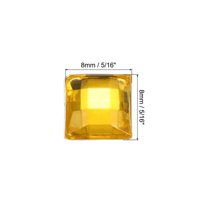 sourcing map 50Pcs 8mm Flat Back Acrylic Square Gems Rhinestone
