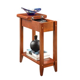 Convenience Concepts American Heritage Flip Top End Table with Shelf, Cherry