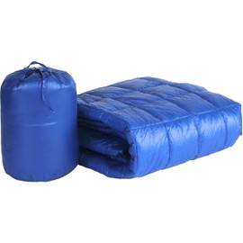 PUFF 50" x 70" High Loft Down Indoor/Outdoor Water Resistant Throw with Extra Strong Nylon Cover, Electric Blue