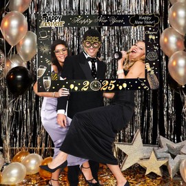 Roaring Good Time Happy New Year 2025 Photo Props 2025 Photo Booth Props Happy New Year 2025 Decoration Happy New Year Garland Party Decoration New Year New Year's Eve Decoration