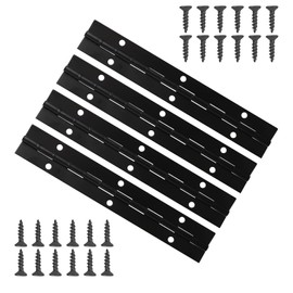 Eowppue Set of 4 Piano Band with 24 Screws, Metal Piano Band, Stainless Steel Hinge Durable Piano Hinge Window Boat with Holes (Black, 6 Inches)