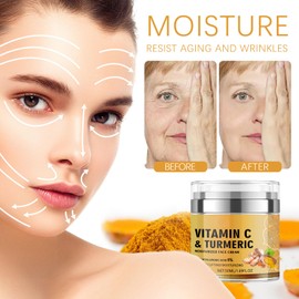 Feuchtigkeitsspendende Kurkuma-Gesichtscreme, Kurkuma-Gesichtscreme, Anti-Falten-Gesichtscreme mit Kurkuma, Kurkuma-Kollagencreme, Against Wrinkles,Anti-Ageing
