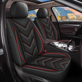 RAWAKORW Car Seat Covers Fit for Honda Civic 2003-2025 Full Set Seat Covers Waterproof Leather Seat Cover Cushion Protector Airbag Compatible (2 Row 5 Seat,Red Line)