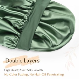 YANIBEST Silk Bonnet for Sleeping Women Double Layer Satin Lined Hair Bonnets for Sleeping Soft Elastic Band Silk Sleep Cap for Curly Natural Hair
