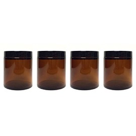 Product Hut 8 Ounce Amber Glass Straight Sided Jars with Spatula [4 Pack]
