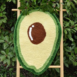 FROZZUR Avocado Bathroom Rugs for Living Room and Bedroom, Cute Fruit Bath Mat, Green Washable Rug, Non Slip Fun Bath Mats for Bathroom, Brown and Yellow Cartoon Home Decor