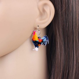 LONYOO Acrylic Rooster Hen Chicken Earrings Farm Animals Drop Dangle Jewelry Chicken Gifts for Women Girls Charmas (Multi)