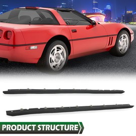 GRAND ORANGE Outer Window Felt Sweeps Weatherstrip Seal Kit with Rivets Belt Compatible with Chevy Corvette C4 (Coupe and Convertible) 1984-1996, 10245645 10245646 Rubber Black Pair Left and Right