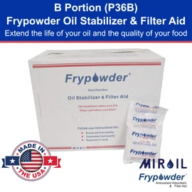 MirOil P36B Fry Powder Oil Stabilizer and Filter Aid, Deep Fryer Cooking Oil Saver Helps Save Grease & Remove Carbon Deposits, 72 x Size B Portion Pack(240ML Each) Fry Powder, Food Center Cooks Hotter