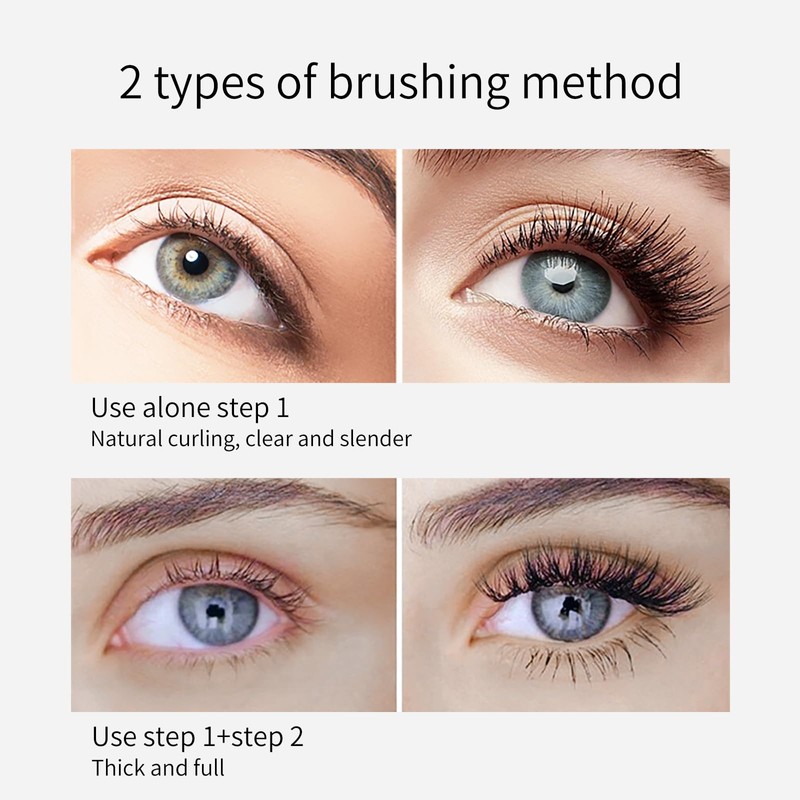 2 Pack 2 in 1 for Mascara 5x Longer Washable,
