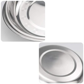 Callyne Set of 4 Stainless Steel Round Dinner Plate, Metal Food Plate