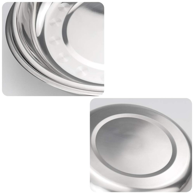 Callyne Set of 4 Stainless Steel Round Dinner Plate, Metal