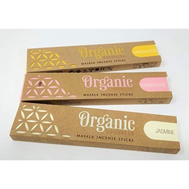Sandalwood, Frankincense, Jasmine Organic Goodness Incense Sticks by Sterling Effectz(J01)