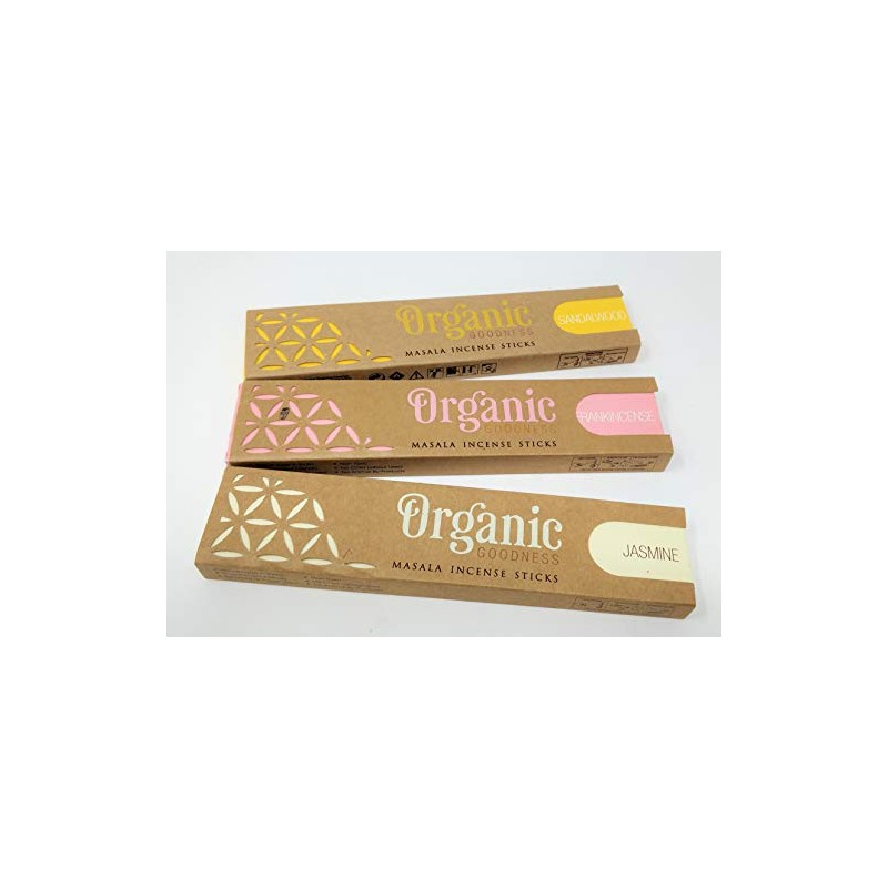 Sandalwood, Frankincense, Jasmine Organic Goodness Incense Sticks by Sterling Effectz(J01)