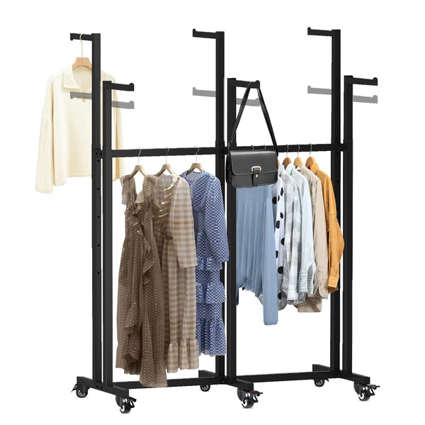 Vrietina Floor Standing Metal Garment Rack, 6 Arms Clothing Display