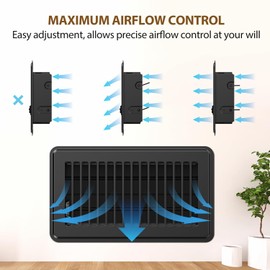 6x12 Floor Register, 2 Pack Heavy Duty Steel Walkable Floor Vent Covers, Easy Adjust Air Supply Lever, Vent Covers for Home Floor, Black