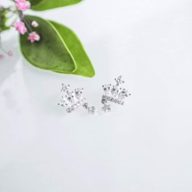 Hiqmic 925 Sterling Silver Crown Zirconia Earrings Ear Stud Piercing Fashion Jewelry Gifts for Women_WK90149e