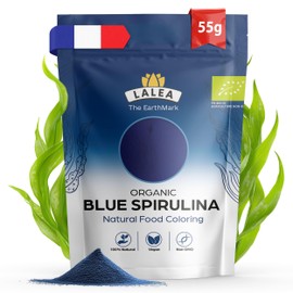 LALEA Blue Spirulina Powder 55g – Organic Blue Spirulina (Phycocyanin) – Natural Blue Food Colouring (E18) – Bio Vegan Blue Powder for Smoothies, Drinks, Baking & Desserts