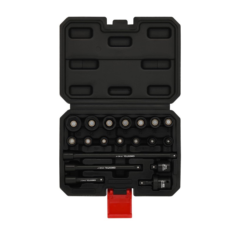 EMENTOL 1/4 Inch Drive Magnetic Impact Socket Set, 19-Piece Metric,