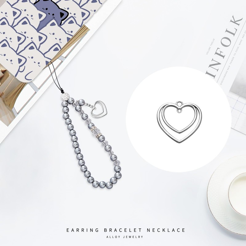 50Pcs Alloy Double Heart Charm Open Back Bezel Pendants Pressed