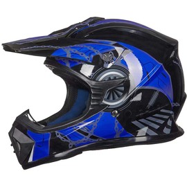 ILM Youth & Kids Dirt Bike Helmets Motocross ATV Dirtbike BMX MX Offroad Full Face Motorcycle Helmet, DOT Approved Model 128YS (Blue Black, Youth-Large)