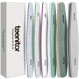Teenitor Teenitor Nail File and Buffer Set, 6 Count Nail Files & Nail Buffer Blocks for Natural Nails, Emery Boards for Nails, 100/180 Grit Nail Files for Acrylic and Gel Nails 240 Grit Nail Files