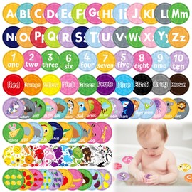Resurhang 46 Pcs Bathtub Bath Books Educational Floating Baby Flash Cards for Toddlers ABCs Colors and Numbers Soft Floating Flashcards for Babies Bath Time Learning Counting Activities Preschool Kids