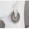 antiqued Silver earrings hoops filigree medallion door knocker hoop huggie