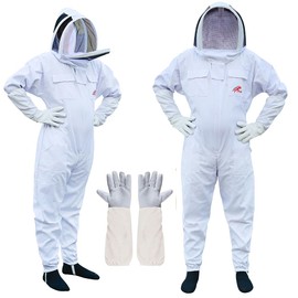 Euphoric Polly Cotton Bee Suit With Fencing Veil, One Pair Bee Gloves, Beekeeping Suit For Men and Women, Sting Proof Beekeeper Suit-4X-Large