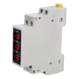 3-Phase Ammeter, LED Digital Display, Highly Accurate DIN Rail Ammeter with Large Measuring Range, Trend Display AC80-500V 1-100A