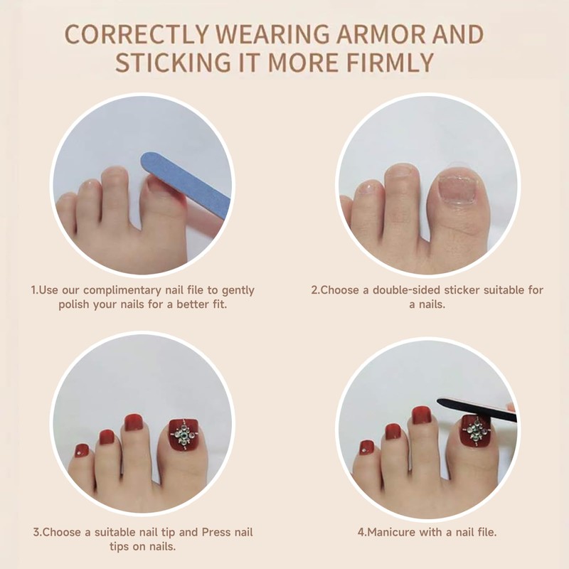 GlamRays Press-on Toenails Nude White False Toenails with Daisy Designs