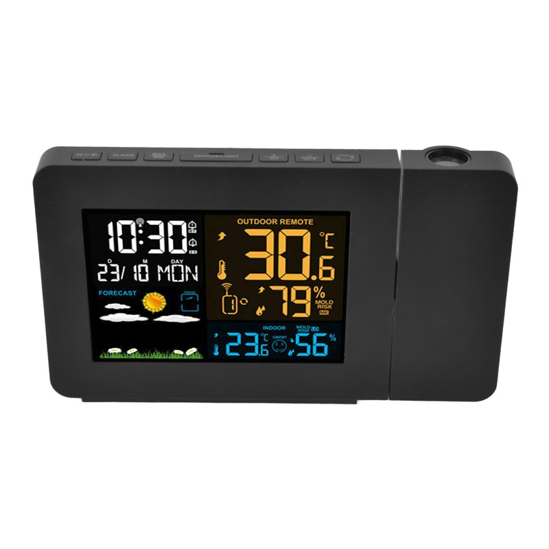 Indoor Outdoor Thermometer 60m Transmission Clock Projection Function Temperature Prediction