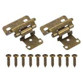 uxcell 2 Pack Self Closing Cabinet Hinges, 1/2" Overlay Cabinet Door Hinges Semi-Concealed Kitchen for Flush Mount Kitchen Door, Bronze
