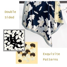 Julunar Silk Scarf for Women and Men with Double-sided Different Patterns Head Scarves Hair Wraps for Sleeping