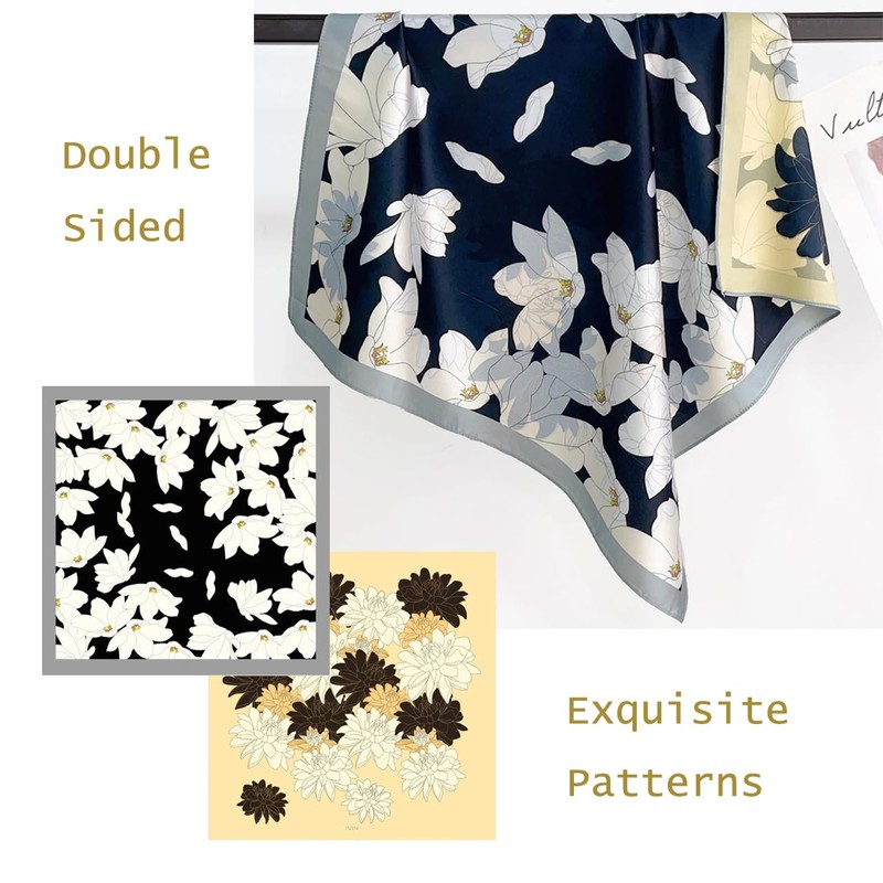 Julunar Silk Scarf for Women and Men with Double-sided Different