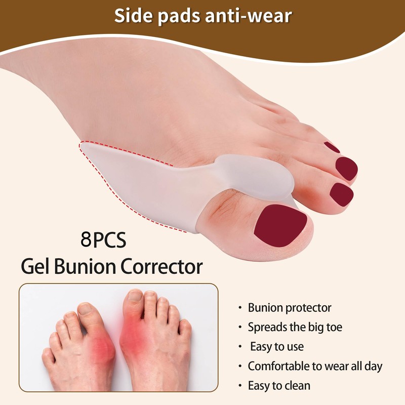 Bunion Cushion Protector and Big Toe Separator FOYOLO 8 Pack