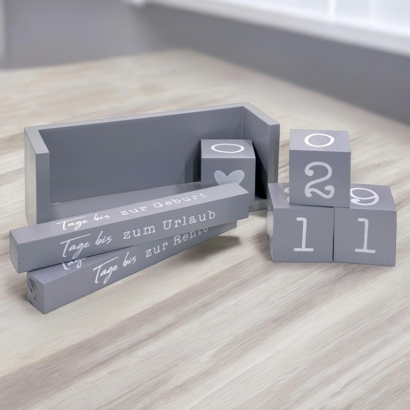 MIJOMA Yearly Countdown Calendar Wooden Cube - Permanent Yearly Table