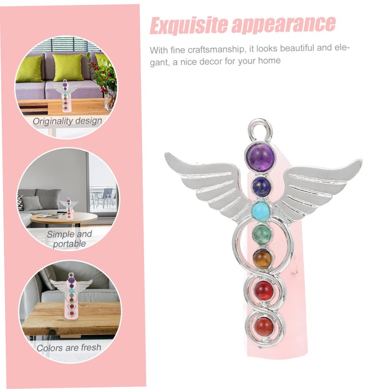 Gatuida Delicate Angel Hexagonal Column Crystal Stone Pendant Ornament for