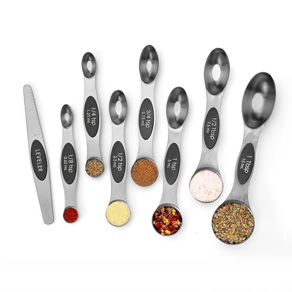 SHIKORI Magnetic Measuring Spoons Set, Stainless Steel Double Ended Stackable