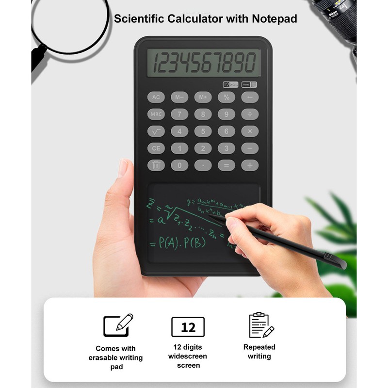 Scientific Calculator with Notepad 12 Digits LCD Display Calculator for