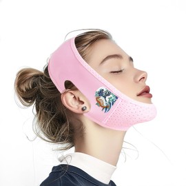 Yuibthr Chin Strap for Sleeping, V Line Lifting Mask, Marine Biology Series, Reusable Face Strap, Jaw Exerciser (Pink-3)