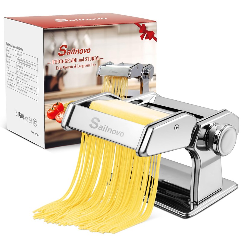 Sailnovo Pasta Maker Machine, 180 Roller Pasta Maker, 9 Adjustable