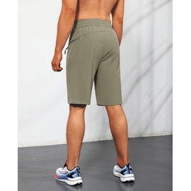 FOGFIRE Men's Swim Trunks Quick Dry Beach Shorts with Zipper Pockets, UPF 50+, Swimming, Surfing, Outdoor Activities, Green Gray, Medium