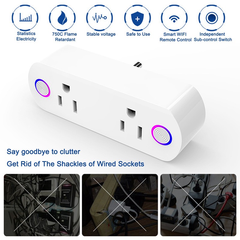 Wifi Smart Socket 2 in 1 Independent Sub Control Switch