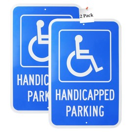 Eyoloty Handicap Parking Sign 2 Pack, Large 18"x12" Handicapped Sign for Parking Lot,Reserved Parking Sign,with Picture of Wheelchair Sign, Reflective Rust Free Aluminum,Waterproof,Easy to Mount