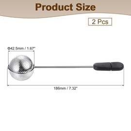 sourcing map 2 Pcs Tea Infuser Filter, Loose Tea Steeper, Stainless Steel Tea Strainer, Tea Ball with Handle for Brew Loose Leaf Tea, Black