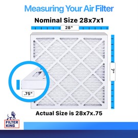 Filter King 28x7x1 Air Filter 4-PACK MERV 8 Actual Size 28 x 7 x .75"