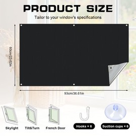 NUTKIT 60*93 CM Blackout Blind Suction Cup Curtain, 420D Waterproof Oxford