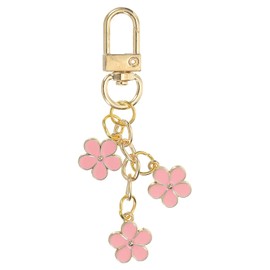 PATIKIL Flower Keychain Charm, Cute Enameled Keychain Floral Keyring Pendant with Snap Hook for Women Gifts Purse Handbag Bags Decor, Pink