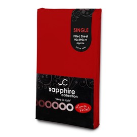 Sapphire Collection Luxury Percale Non Iron Red Fitted Sheet Size - Single